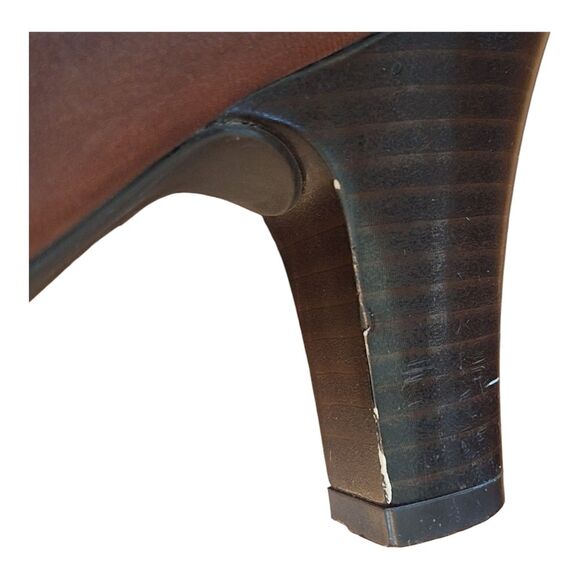 NURTURE Talin Brown Premium Leather Heeled Zip Ankle Boot 9.5M Buckle Bootie - Picture 16 of 16